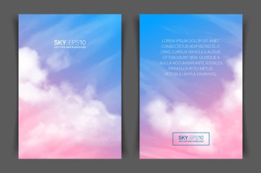 Çift taraflı dikey el ilanı a4 Format gerçekçi pembe-mavi gökyüzü ile
