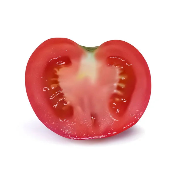 Maduro metade vermelha de tomate sobre fundo branco — Vetor de Stock