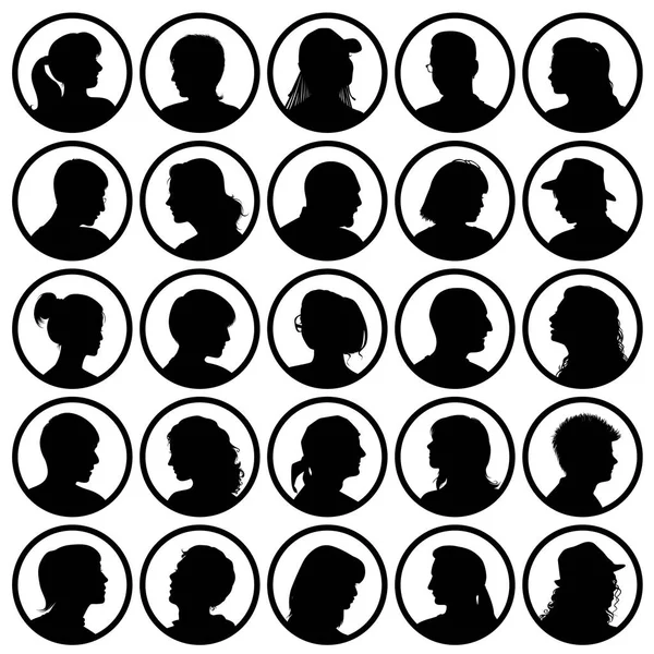 Vector set of avatars with realistic silhouettes of people — Stock Vector