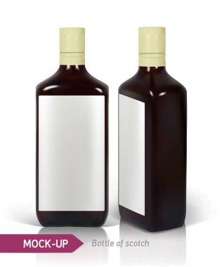 Karanlık gerçekçi viski şişeleri kare.