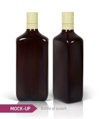 Karanlık gerçekçi viski şişeleri kare.