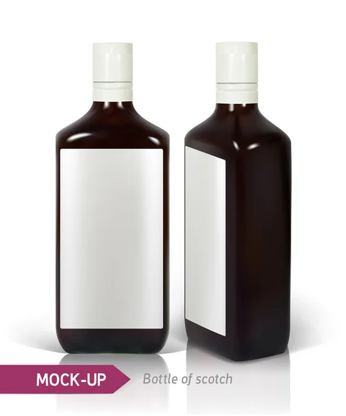 Oscuro realista cuadrado botellas de whisky . — Vector de stock