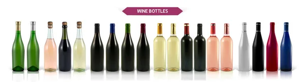 A large set of photo-realistic wine bottles — Stock Vector