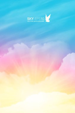 Vertical vector background with realistic pink-blue sky clipart