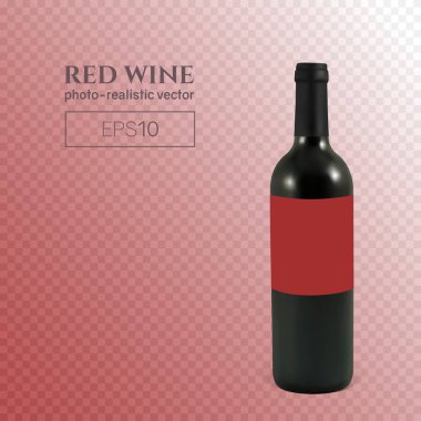 Fotogerçekçi şeffaf bir arka plan üzerinde kırmızı şarap şişe