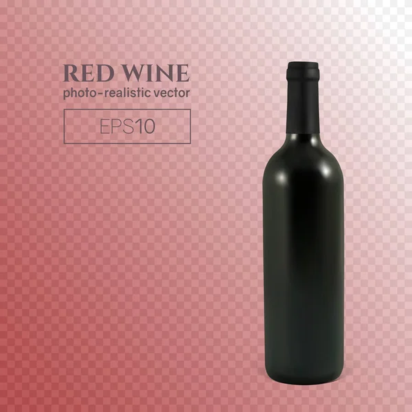 Garrafa fotorealista de vinho tinto em um fundo transparente — Vetor de Stock