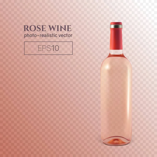 Fotorealistische Flasche Rosenwein auf transparentem Hintergrund — Stockvektor