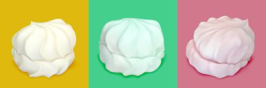 Renkli bir arka plan üzerinde gerçekçi marshmallows
