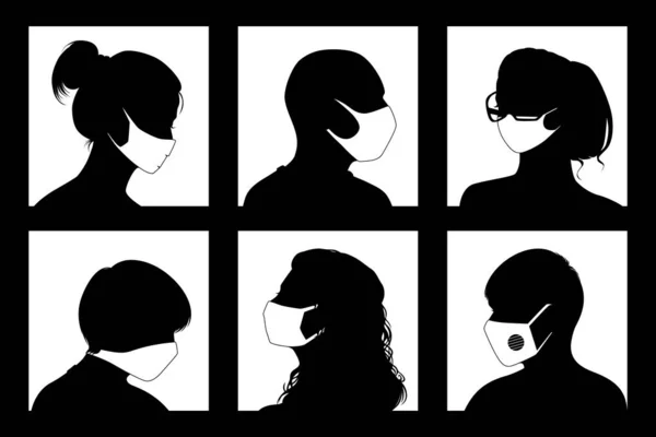 Avatars dans les masques médicaux — Image vectorielle