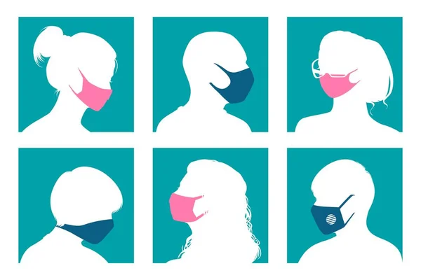 Аватари в медичних масках — стоковий вектор