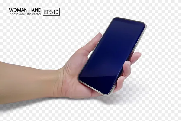 Vrouwelijke hand houdt een smartphone — Stockvector