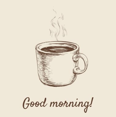 El çizimi Sketch Kahve Kupası Vektörü İllüstrasyonu