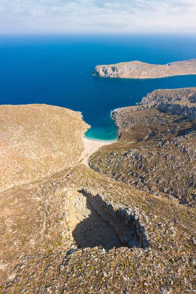 Vue Aérienne Grotte Sikati Côte Voisine Île Kalymnos Grèce Pidture — Photo