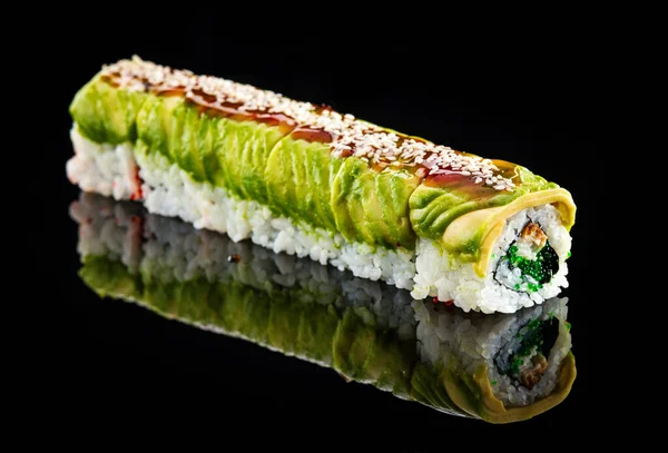 Avocado Roll Black Background — Stock Photo, Image