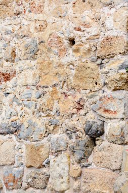 Antik taş duvar, zencefil rengi. Eski taş ve tuğla duvar. Güzel arka plan.