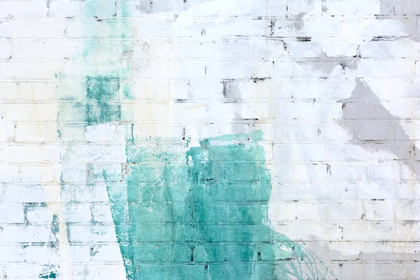 Tegelväggen Målade Abstrakt Med Vita Grå Och Grön Färg Ovanlig — Stockfoto