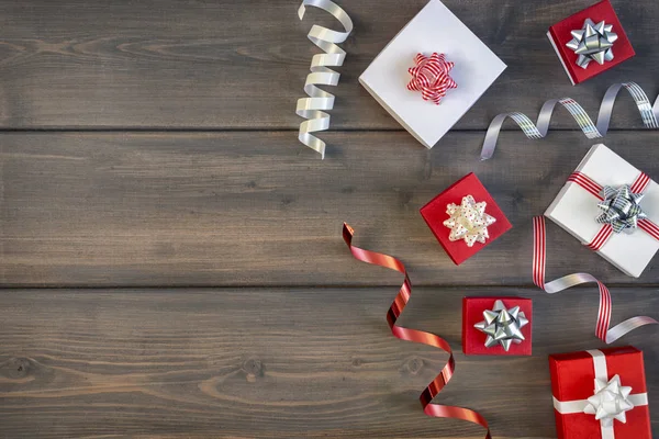 Decorazioni Natalizie Scatole Regalo Con Spazio Copia — Foto Stock