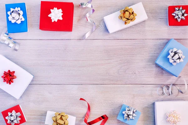 Decoraciones Navideñas Cajas Regalo Con Espacio Para Copias — Foto de Stock