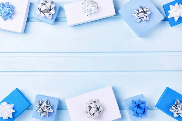 White Blue Boxes Lie Light Background — Stock Photo, Image