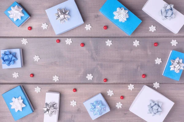 White Blue Boxes Lie Light Background — Stock Photo, Image