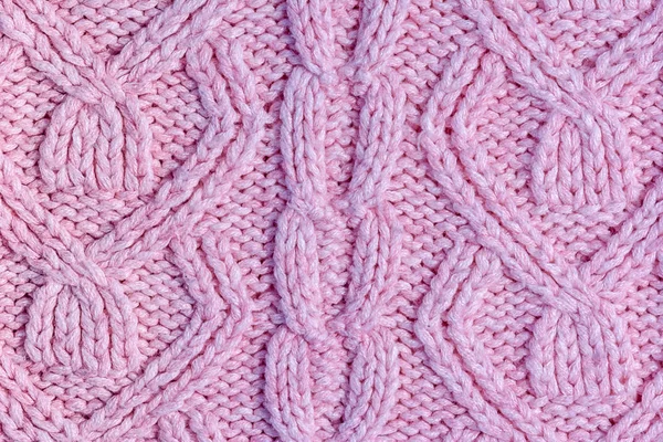 리본클로즈업 핑크 뜨개질. 니트 텍스처가 있는 레이아웃의 빈 배경. — 스톡 사진