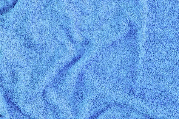 Kék Gyűrött Textil Textúráját Törülköző — Stock Fotó