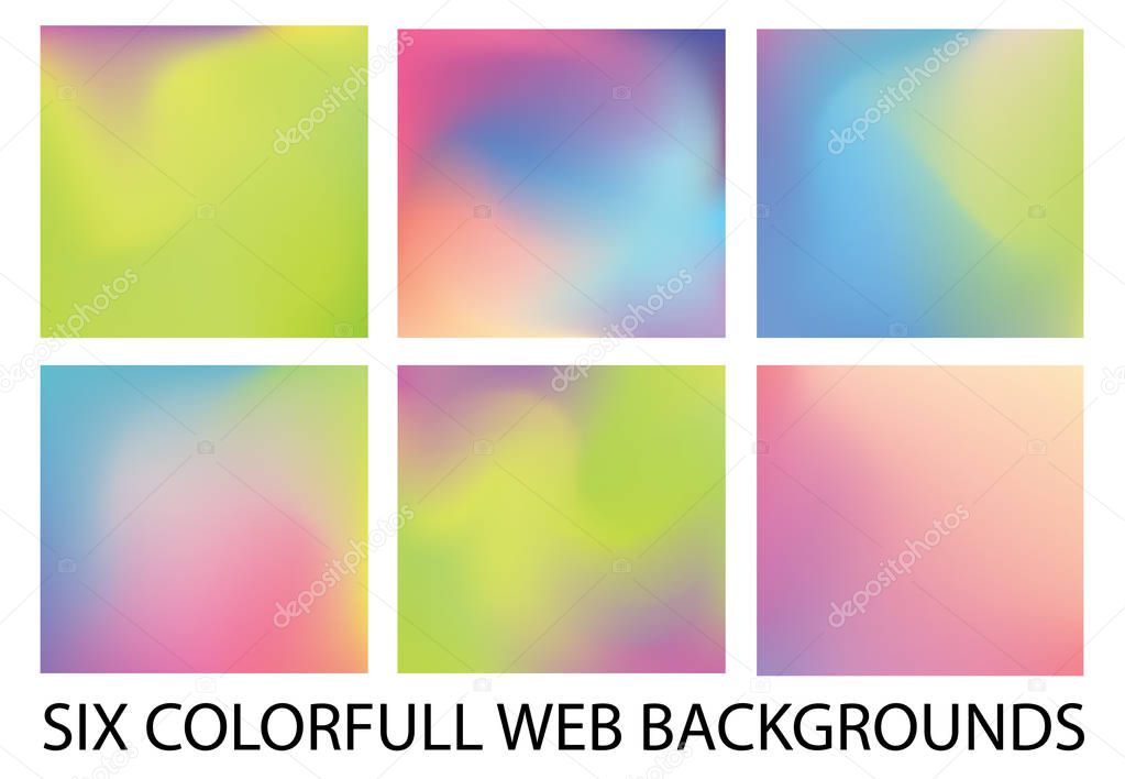 Set of six new modern gradient backgrounds