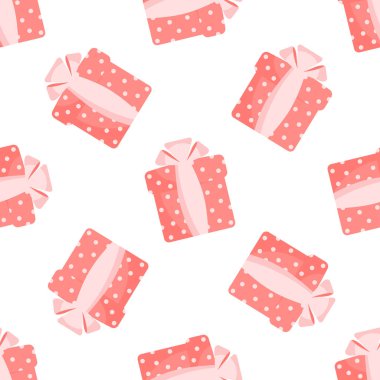 Beyaz arka plan üzerinde hediyeler ile Seamless modeli kutuları seviyorum