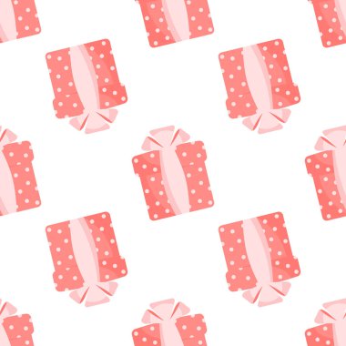 Beyaz arka plan üzerinde hediyeler ile Seamless modeli kutuları seviyorum