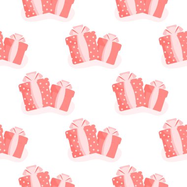 Beyaz arka plan üzerinde hediyeler ile Seamless modeli kutuları seviyorum