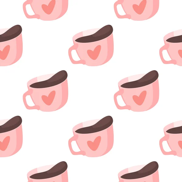 Seamless pattern coffee cups on a white background love