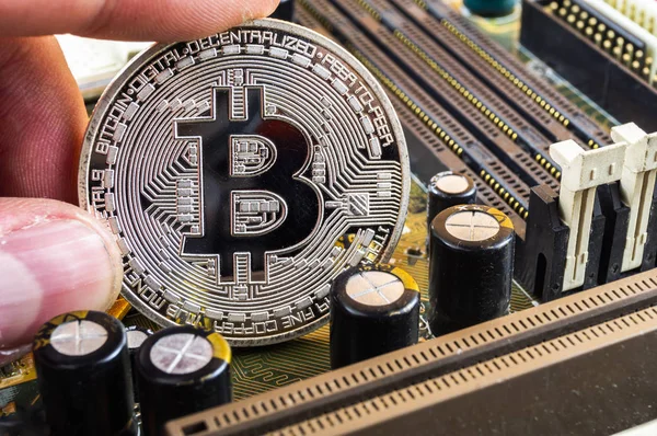 Bitcoin Una Forma Moderna Cambio Esta Moneda Criptográfica Medio Conveniente — Foto de Stock