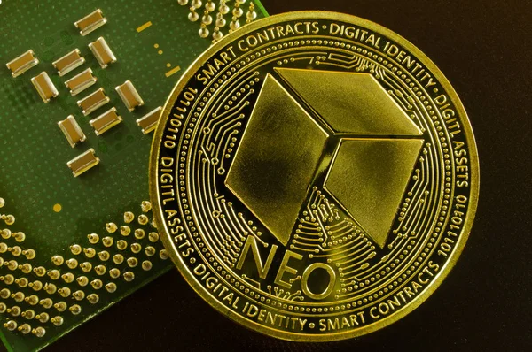 Neo es una forma moderna de cambio y esta criptomoneda es un medio conveniente de pago en el — Foto de Stock