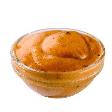 İzole bir cam kasede hardal sosu