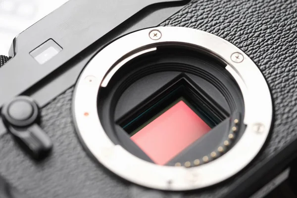 Professionele digitale Camera Aps-C Sensor en de lens mount. Macro, — Stockfoto