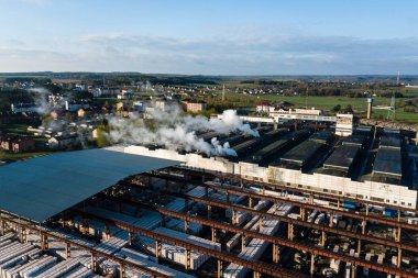 Modern büyük Sanayi Fabrikası, havadan görünümü Sanayi Bölgesi.
