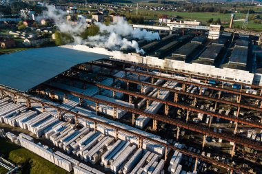 Modern büyük Sanayi Fabrikası, havadan görünümü Sanayi Bölgesi.