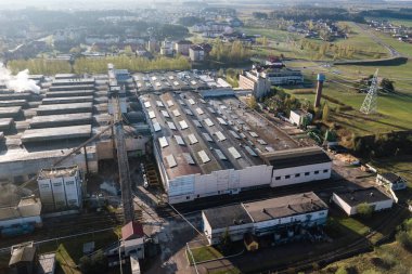 Modern büyük Sanayi Fabrikası, havadan görünümü Sanayi Bölgesi.