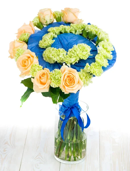 Frame bouquet of fresh flowers, trend of modern floristry — Stock Photo, Image