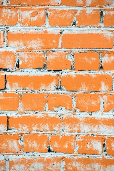 オレンジ色のペンキと塗られるれんが造りの壁のテクスチャ — ストック写真