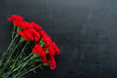 Koyu arka plan kopya alanı üzerinde karanfil