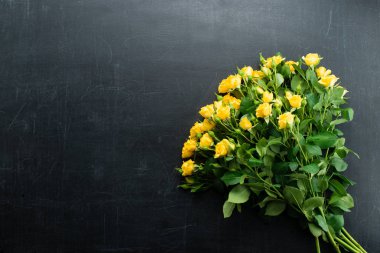 Taze çiçekler bush karanlık bir arka plan üzerinde yükseldi