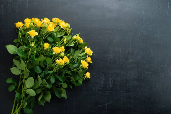 Taze çiçekler bush karanlık bir arka plan üzerinde yükseldi