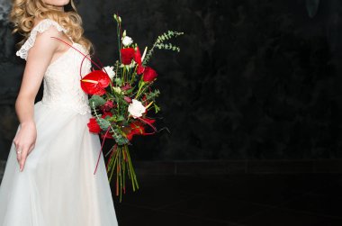 modern düğün buketi Gelin kopya alanı elinde