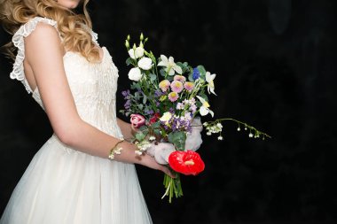 modern düğün buketi Gelin kopya alanı elinde