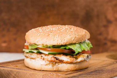 Hamburger biftek closeup ile