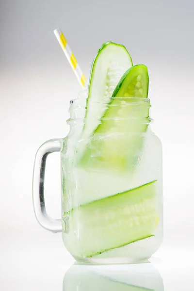 Cold lemonade with cucumber — Stock Photo, Image