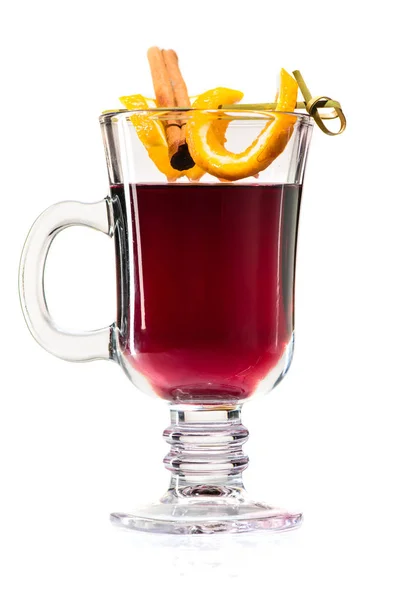 Mulled wine in glass isolated on white background — Stock Photo, Image