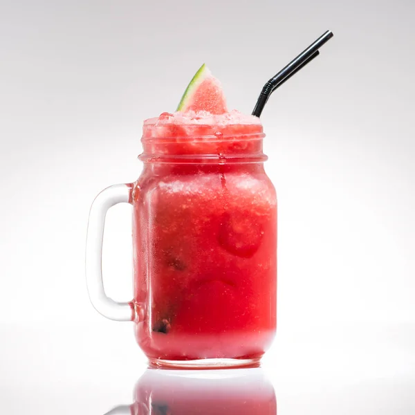 Lemonade with watermelon in mason jar — Stock Photo, Image