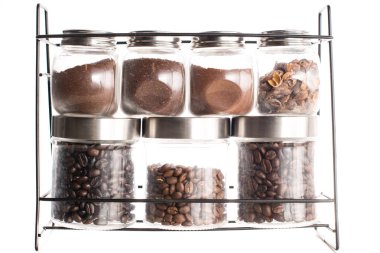 kahve çekirdekleri farklı kavanoz